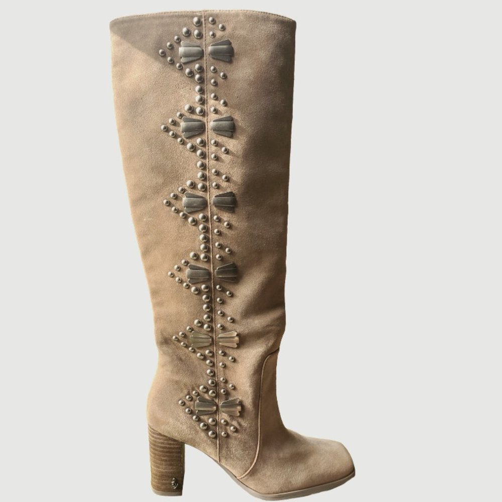 SAM EDELMAN, SUEDE KNEE HIGH, BEIGE, BOOTS, SIZE 6.5 NWT ORGINALLY 300.00 NO BOX